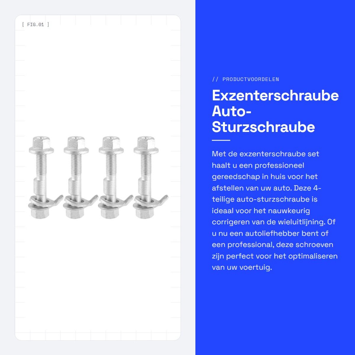 Dailygoods- Sturzschroef 4-delig - Auto Sturzschroef - Verstelbaar Gereedschap - 12.9 Hardheid - 12 mm - Schokbestendig - Uitlijnschroef
