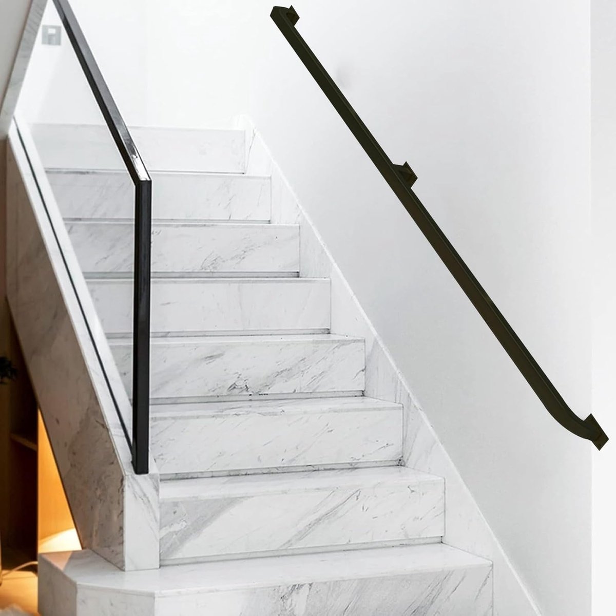 Metalen Trapleuning - Wandbeugel Baluster - Veilig Traplopen - Stevig Smeedijzer - 30-600 cm - Zwart