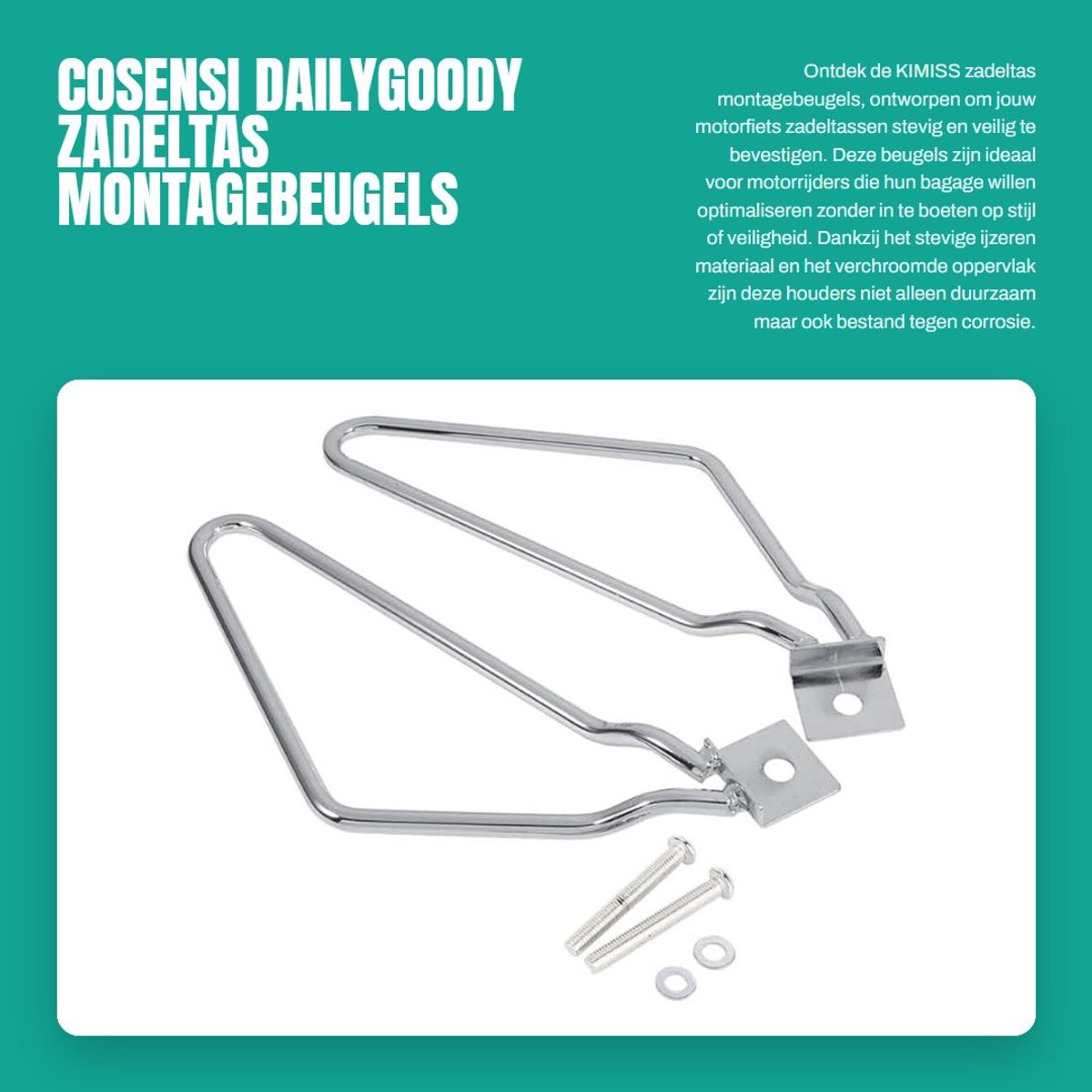 Dailygoods- Zadeltas Montagebeugels - 2x Verchroomd/Ijzer - Duurzaam/Corrosiebestendig - Ondersteuning voor XL883/1200 HD1450/1584 - Eenvoudig te Installeren - Zadelhouder