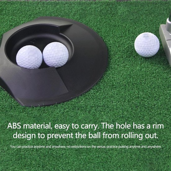 Putt Cup Oefenbeker - Golf Oefen Hole - Golfspel Verbeteren - Voorkomt Uitrollen Bal - 23x193x2 cm - Zwart — afbeelding 5