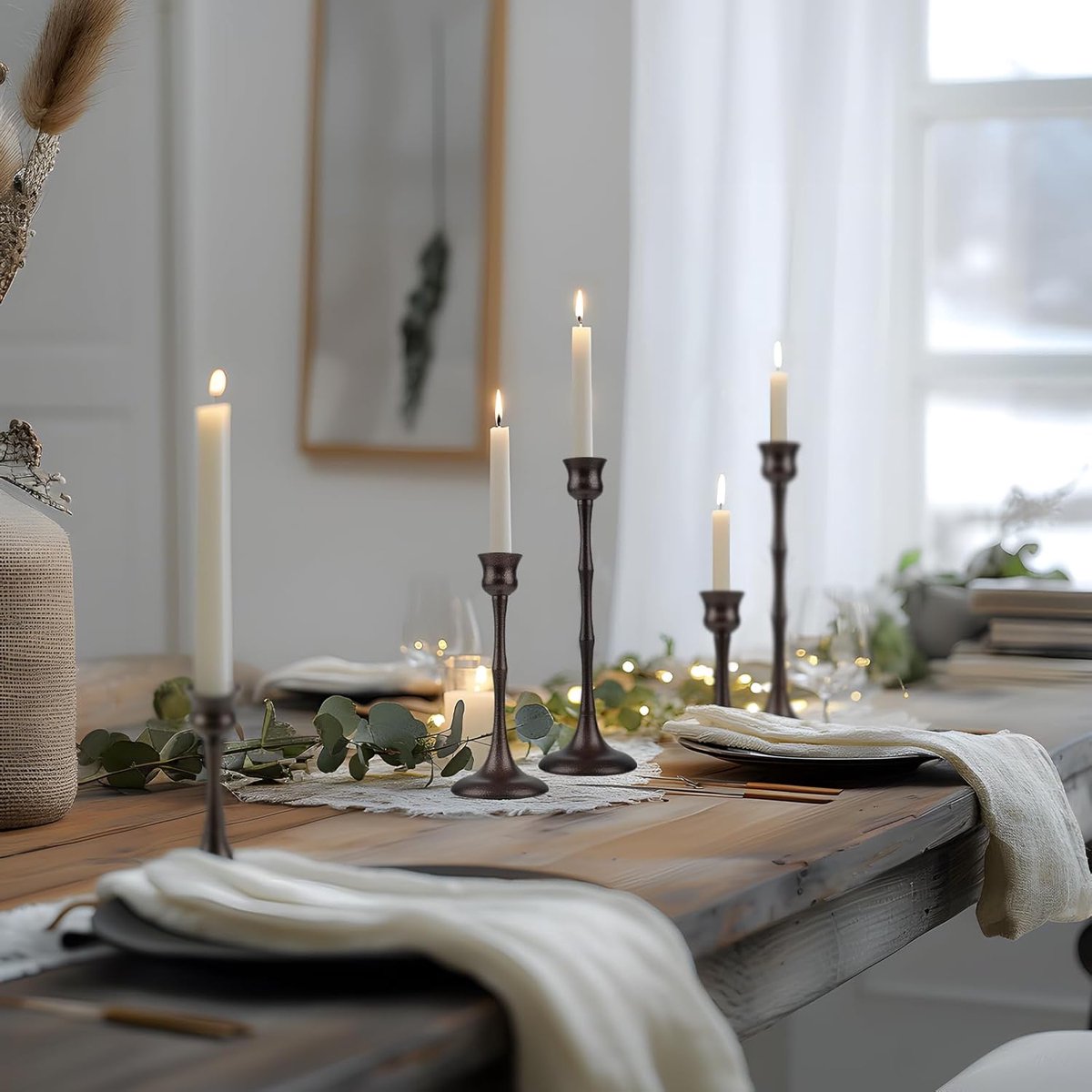 Metalen Kandelaars - Kaarshouders Set - Huisdecoratie - Stijlvolle Bronzen Afwerking - Set van 3 - Brons — cadeau in Wonen & Interieur - foto 2