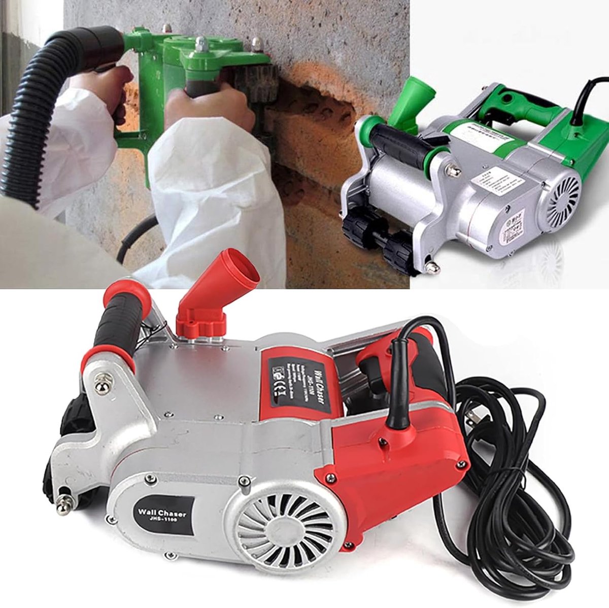 Elektrische Muursnijder - Wandgroever Slijper - Muur Sleuven Frezen - Krachtige 1100W Motor - 15-40mm Diepte - Grijs