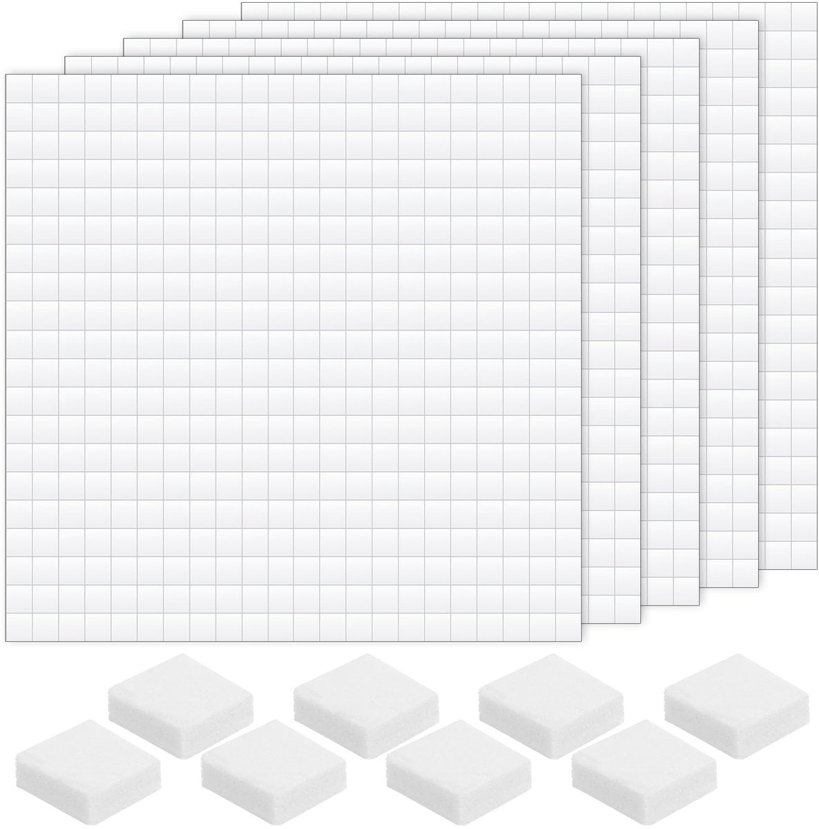 Dailygoods- Schuimtape Dubbelzijdig - 2000 Stuks - 5 Vellen - 5x5 mm - EVA - Voor Knutselen - Plakband