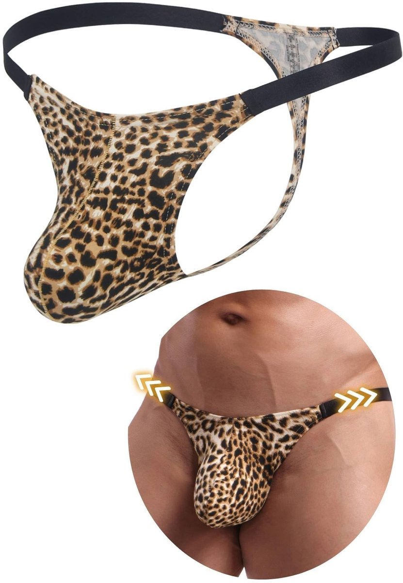 Dailygoods- G-String Sexy Lage Taille - Ondergoed Heren - Elastische Tailleband - Zacht/Kant/Brushed/IJszijde - Maat S-XL - Luipaardprint/Camouflage/Zebrastreep