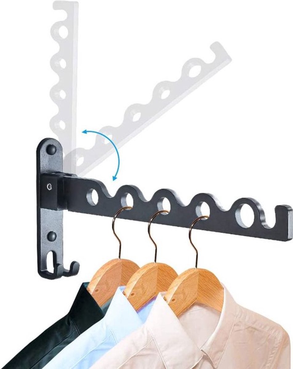 Kledingdrooghaak voor op het balkon, opvouwbaar kledingdroogrek voor buiten, aan de muur te bevestigen kledingdroogstang geschikt voor voorgeboorde gaten.