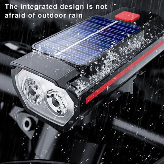 Universele fietskoplamp met claxon, multifunctionele fietslamp op zonne-energie, hoge helderheid en groot bereik. — afbeelding 4