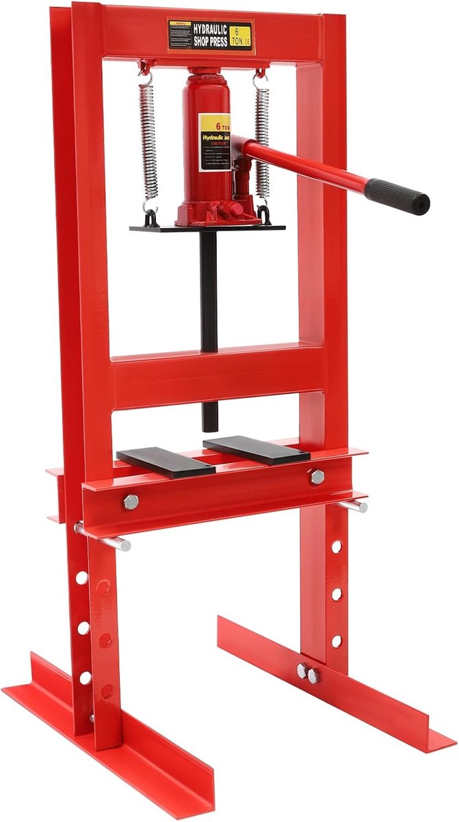 Hydraulische pers - Werkplaatspers - Onderdelen persen - Verstelbare hoogte - 6 Ton - Rood