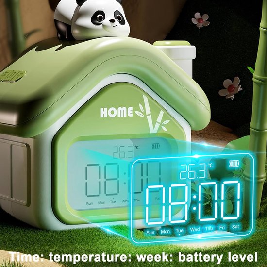 Digitale Wekker - Nachtkastje Klok - Slaaptraining Thuis - App Gestuurd Alarm - 14.2W cm - Groen — afbeelding 5