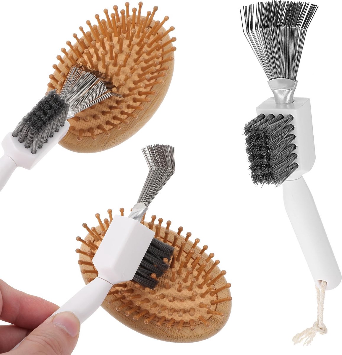 Dailygoods - Haarborstelreiniger, 2 in 1 haarborstelreiniger, borstelreiniger, dubbele werking metalen draadkamreiniger voor het verwijderen van haar uit haarborstels en kammen