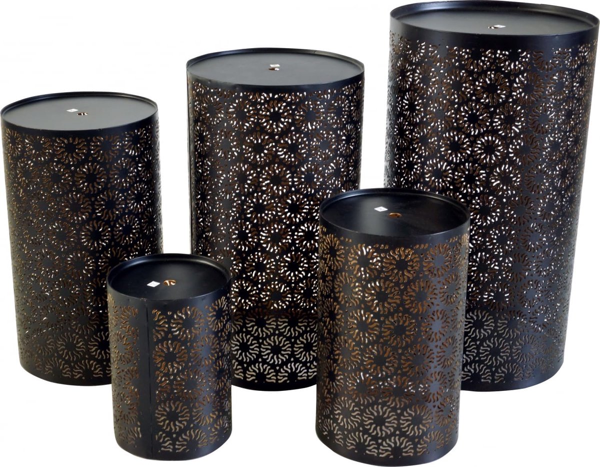 Metalen Lantaarnlamp - Kaarsenhouder Set - Sfeervolle Decoratie - Geschikt Voor Theelichtjes - Set Van 5 - Bruin