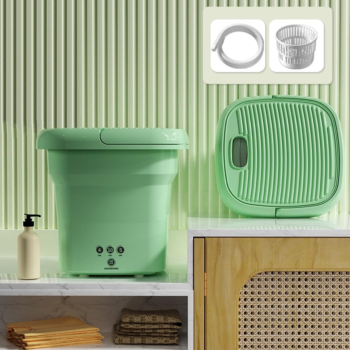 Mini Wasmachine Draagbare Wasmachine Kleine Wasjes Opvouwbaar Ontwerp 2 kg Groen