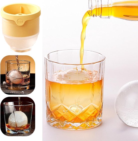 Drank ronde maker - IJsvorm bol - Drankjes koelen - Langzaam smeltend - 6 cm bol - Geel — afbeelding 4