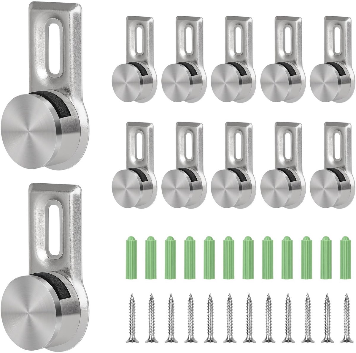 Dailygoods- Wandspiegelhouder - 12 Stuks - Glasklem met 12 Roestvrijstalen Schroeven - Voor Plaatdikte 4-7 mm - Zinklegering - Extra Stabiliteit - Glashouder