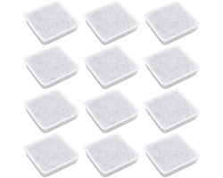 Dailygoods- Waterdispenserfilter 12 Stks - Vervangende Onderdelen - Actieve Kool - 55x55x15 mm - Compatibel met Petmate - Houdt Water Vers - Filter