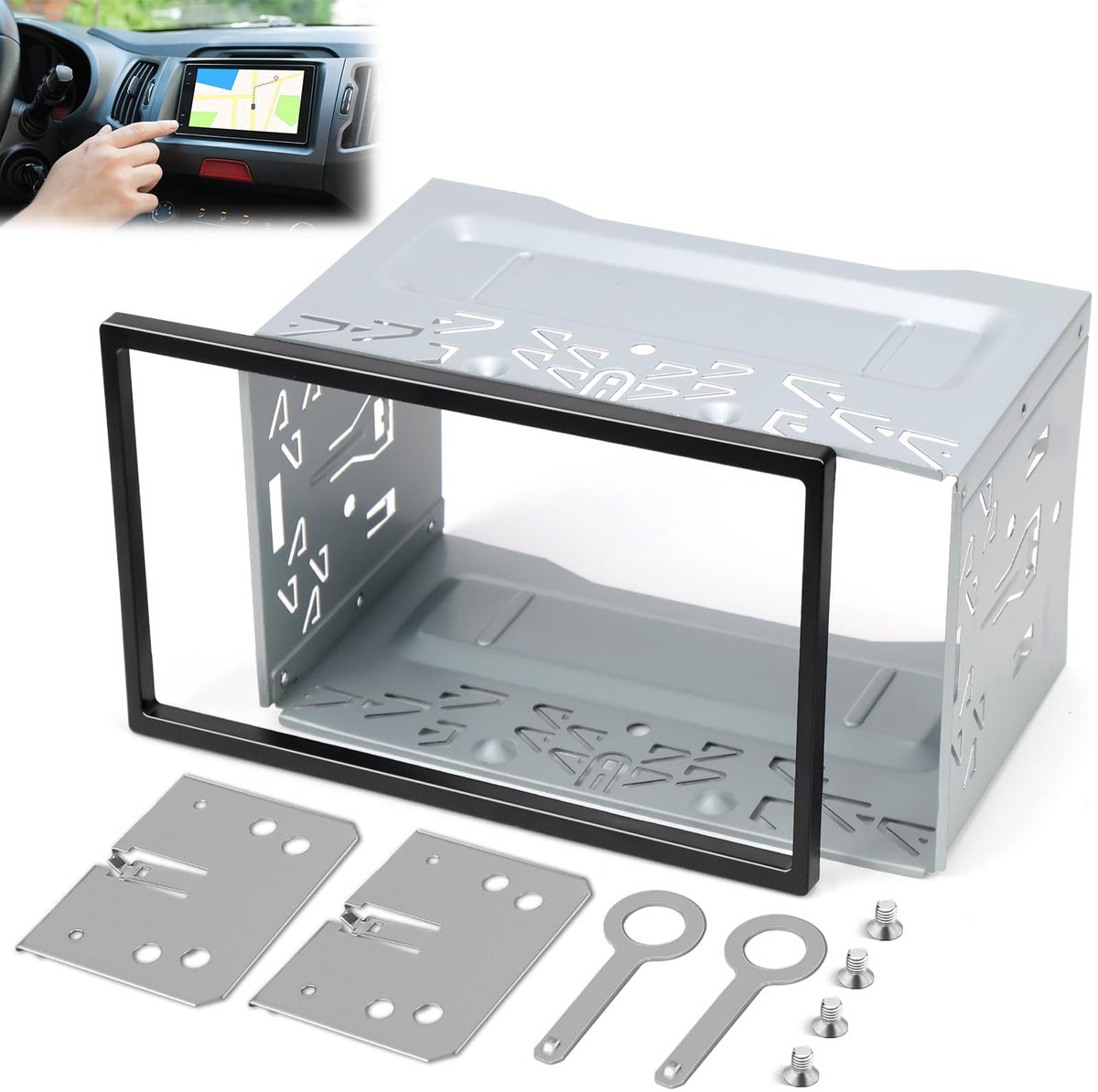 Dailygoods- Inbouwframe Universeel - Dubbele DIN-Montageframe - Autoradio-Houder - Afdekplaat - Compatibel met Vw Jetta/Skoda Golf - Dashboard Behuizing - Autoradiobehuizing