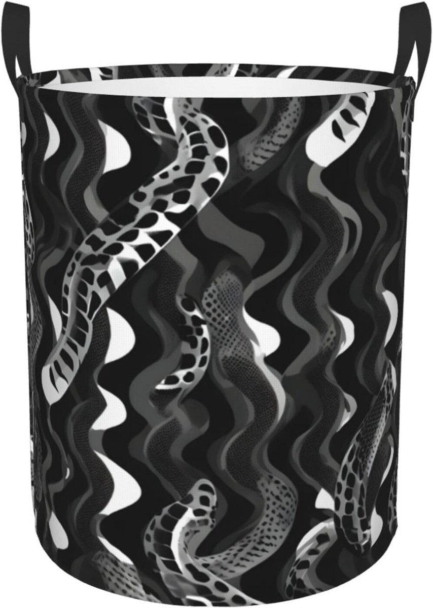 Kleding mand Wasbak opbergmand Vuile was sorteren Waterdichte stof 34 x 42 cm Zwart wit