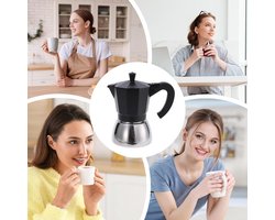 Koffiezetapparaat - Espressomaker Mokkapot - Thuis Koffie Zetten - Druk Brouw Vaardigheden - 150ml of 300ml - Zwart