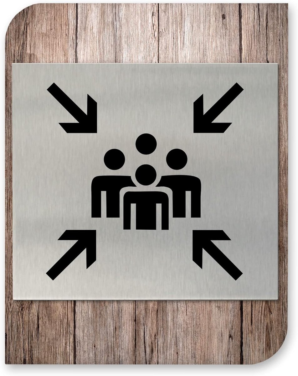 Bedrijfsbord Hout Aluminium - Oriëntatiebord Deur - Kantoor Inrichting - Modern Design - 14 x 18 cm - Houtlook Beige