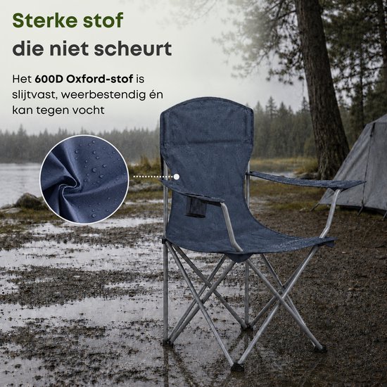 ACAZA Campingstoel - Campingstoelen Set van 2 - Strandstoel - COMFORT - Draagvermogen 150 kg - Klapstoel - Kampeerstoel - Vouwstoel - Camping - Strandstoel Opvouwbaar - Visstoel - Blauw van ACAZA — afbeelding 5