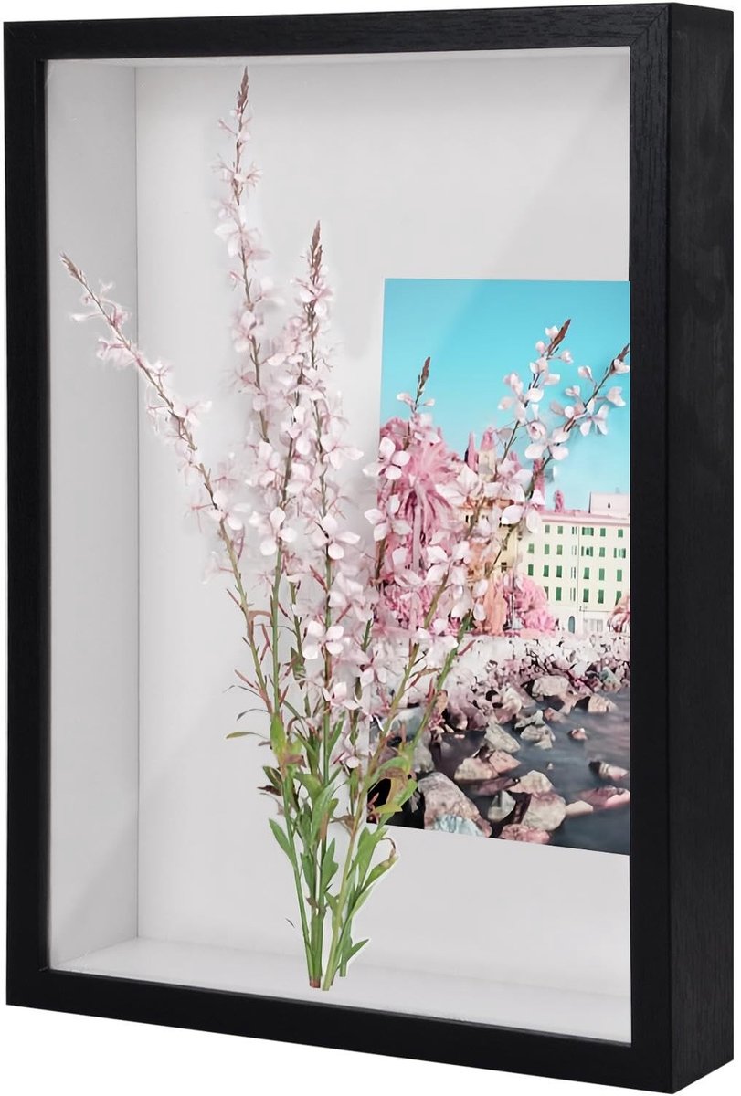 Dailygoods- Fotolijst A4 22,7 x 31,4 cm - 3D Fotolijst - Houten Fotolijst - Diep Schaduwkast-Frame - Plexiglas - Ideaal Cadeau - Schaduwlijst