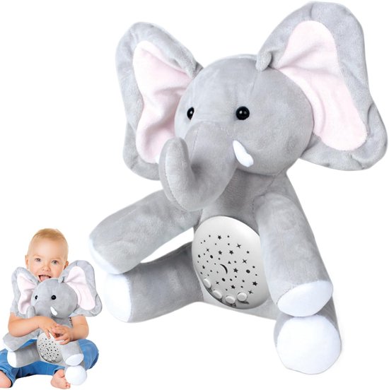 Knuffel Muziek Projector - Kalmerend Speelgoed - Slaap Bevorderen - Ademende Beweging - 18.5x18x28.5cm - Olifant — afbeelding 3