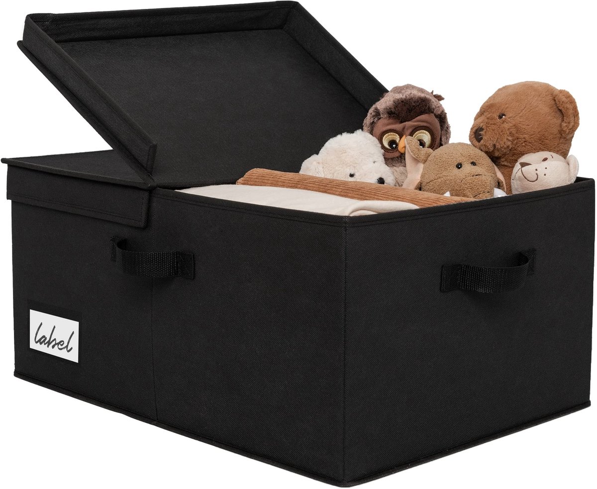 Dailygoods- Opbergdoos Extra Groot - Opbergdoos met Deksel - Opvouwbare Opbergdoos - Opbergmanden voor Kleding/Speelgoed - Zwarte Opbergdoos - Hangkast Organizer - Opbergmand