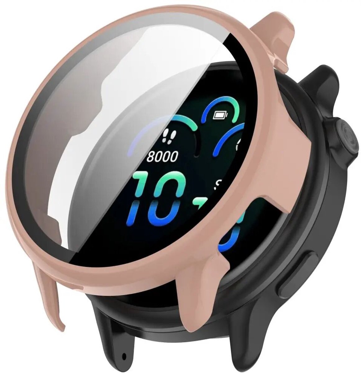 Hoesje met Ingebouwde Tempered Glass Geschikt voor Garmin Vivoactive 6 - Smartwatch Hoes met Screen Protector - Hard Plastic Bumper Case - Roze