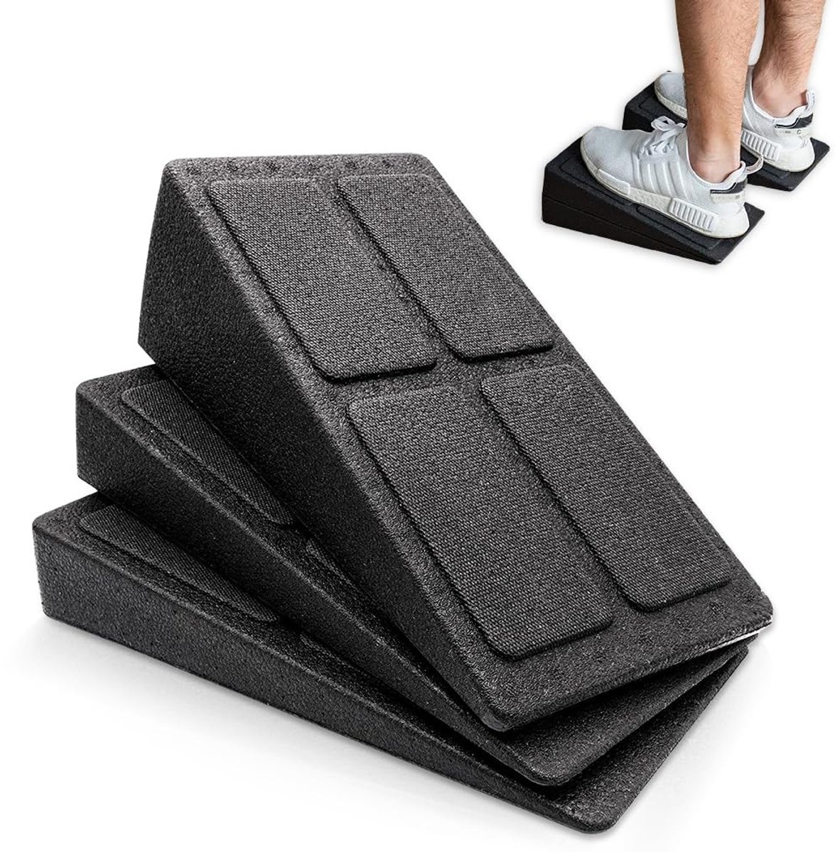 Dailygoods- Kuitwigstretcher Lichtgewicht - Verstelbare Hoeken - Squat Wig - Kuitrekken - 3 Stuks - Flexibel Inzetbaar - Kuitrekker