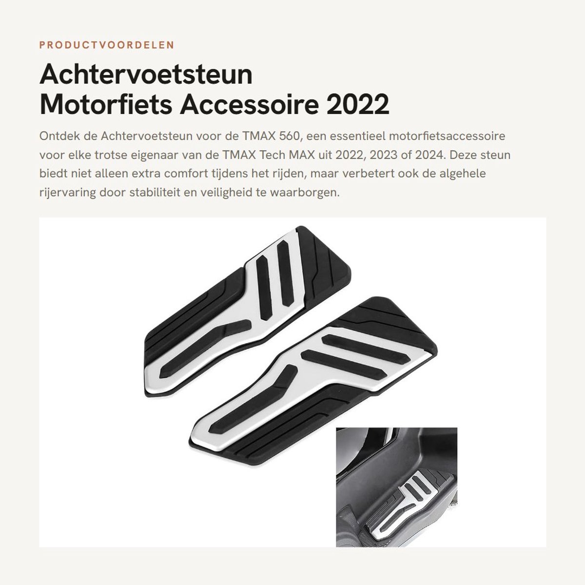 Dailygoods- Achtervoetsteun 100% gloednieuw - CNC-aluminium - Geanodiseerde coating - Voor TMAX 560 2022/2023/2024 - Duurzaam - Eenvoudige installatie - Voetsteun