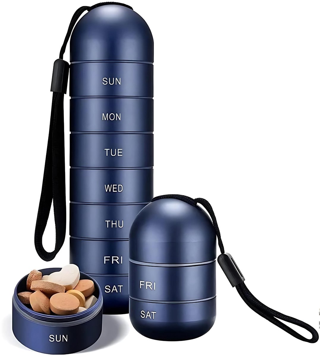 Dailygoods- Pillendoos Waterdicht - 7-Daagse Pillendoos - Grote Vakken - Draagbare Pillenetui - Voor Vitamines/Supplementen - Ideaal voor Reisgebruik - Medicijnendoos