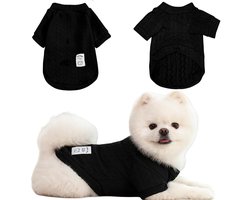 Dailygoods - Winmany Kleine middelgrote honden trui kat winter coltrui kleding chihuahua yorkie puppy effen kleur outfit (zwart, L)