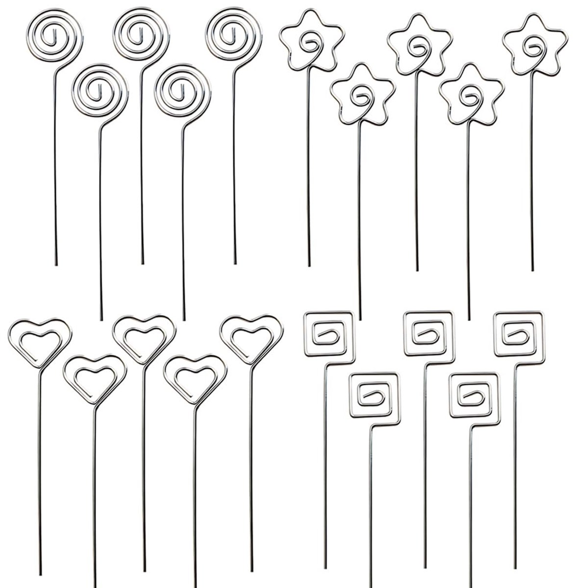 Dailygoods- Memo-Clips 20 Stuks - Metalen Fotolijst - Hartvorm/Star/Bloem/Rond - Handwerk DIY - Bruiloft/Verjaardag Decoratie - Robuust en Duurzaam - Foto-houder