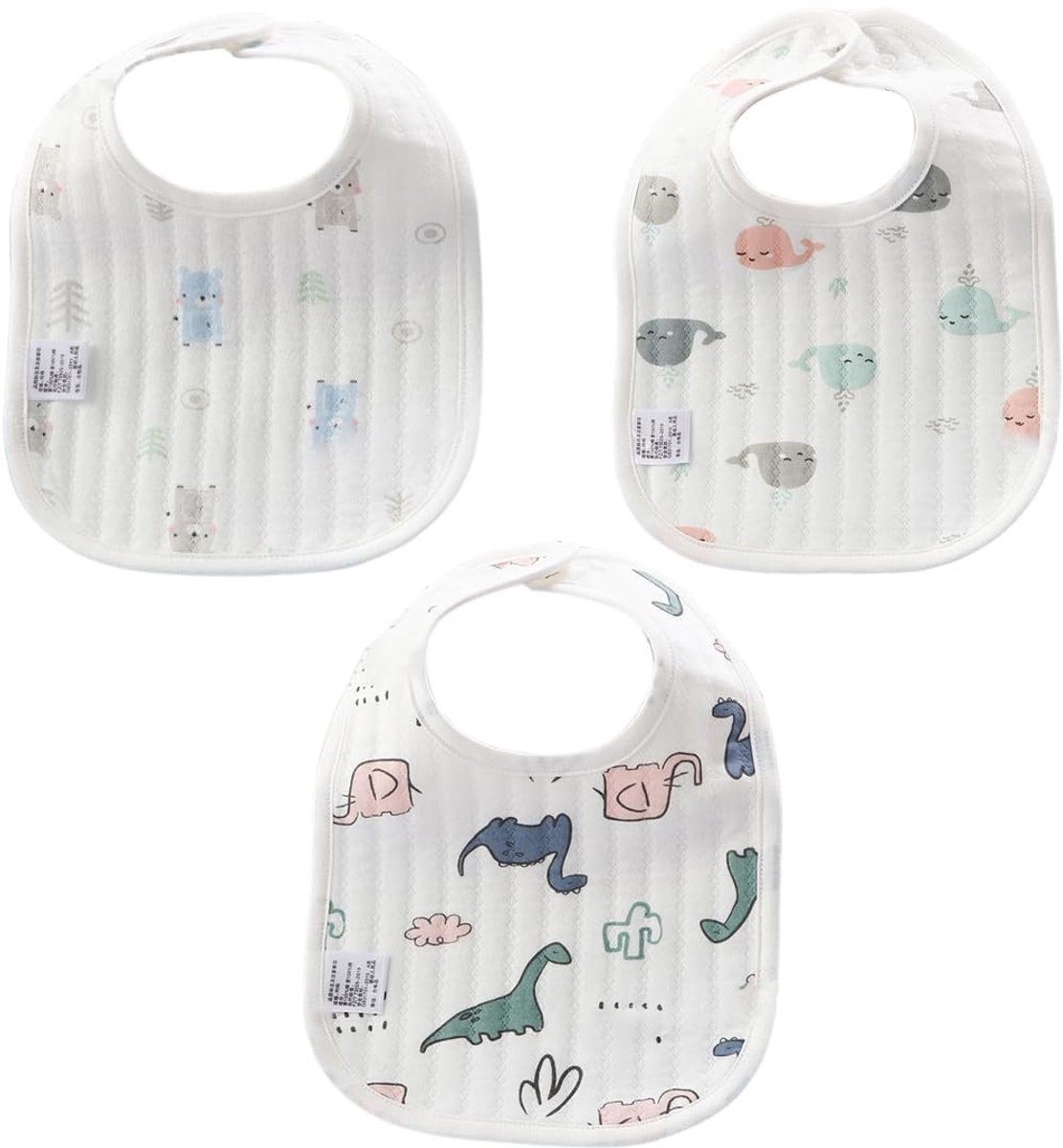 Dailygoods- Slabbetjes Set van 3 - Waterdicht - Biologisch Katoen - Dubbele Laag - Baby Slabbetjes - Super Absorberend - Babyslab
