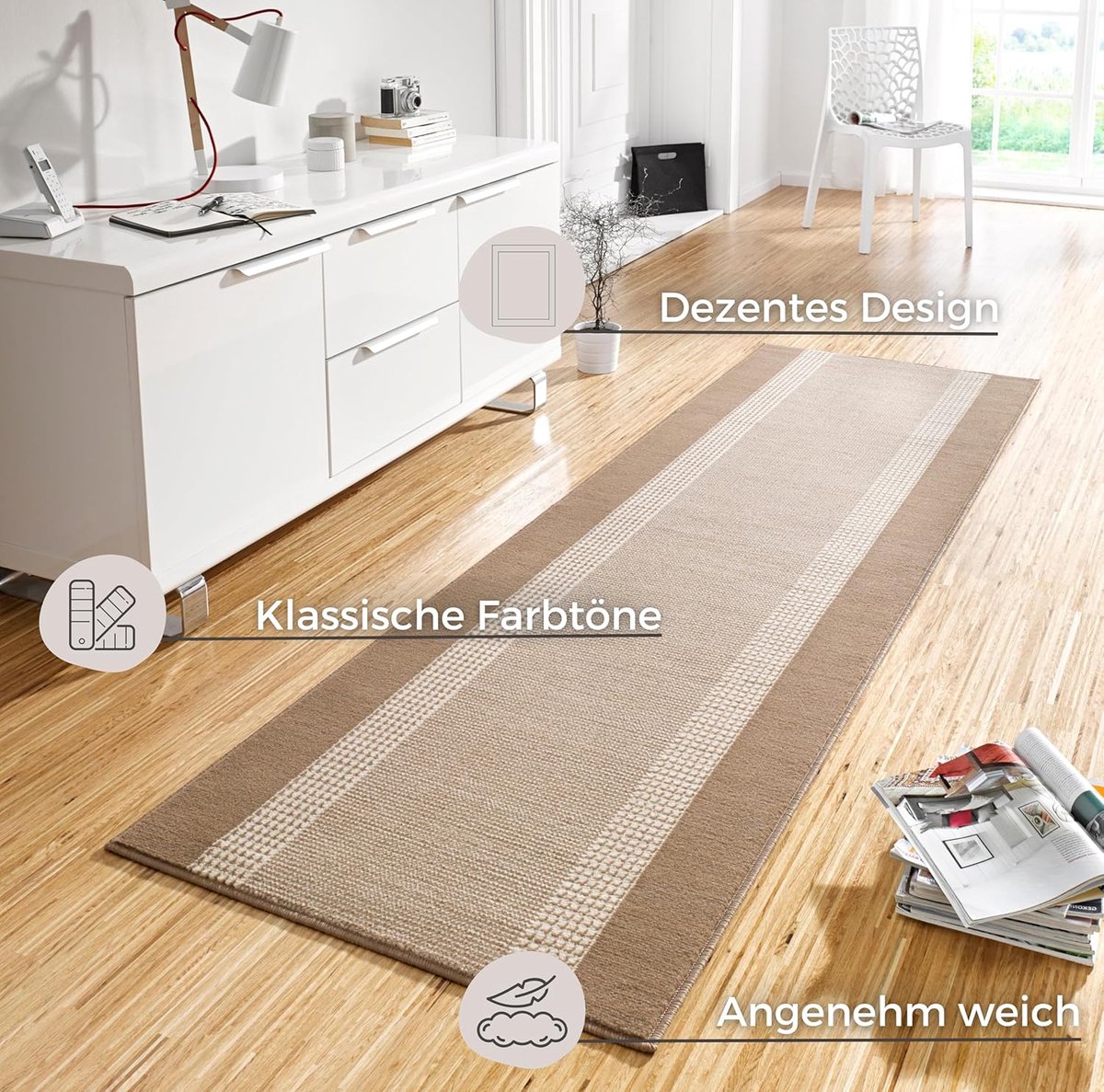 Velours Runner - Lange Vloerbedekking - Woonkamer Decoratie - Gemaakt in Europa - 80x200 c