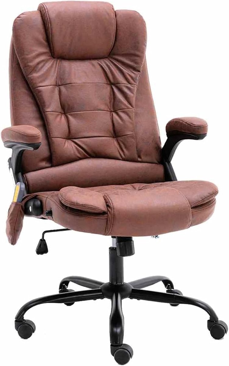 Ergonomische bureaustoel - Comfort stoel - Thuiswerken Ontspanning - Met massagefunctie - 67 x 71 x 119 cm - Lichtbruin