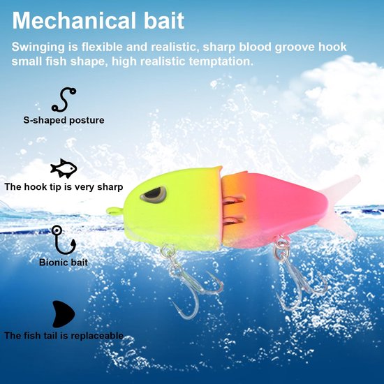 Dailygoods- Glide Bait 2 Stuks - Ultra-realistische Zwemactie - Mini Aas - Koolstofrijke Haken - Duurzaam ABS - 6,5 x 3 cm - Vissersaas van Dailygoods — afbeelding 2