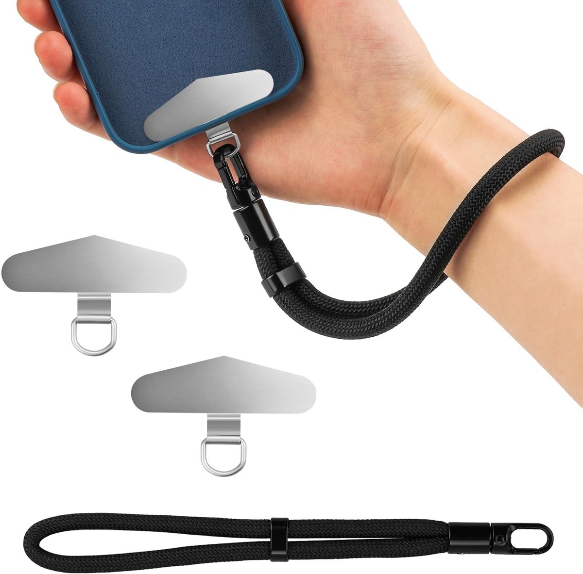 Dailygoods- Telefoonketting Universeel - 2 Stuks - Roestvrij Staal - Telefoonband met Ring - Anti-verlies - Geschikt voor Smartphones