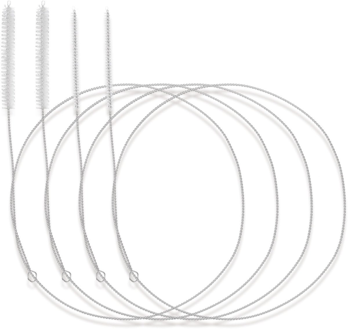 Dailygoods - 4 Stks Varkenshaar Tip Flexibele Voeden Tube Borstel Lange Buis Reinigers Slanke Afvoer Gat Schoonmaak Tool Zachte Nylon Borstels Hoofd Borstel 40 Inch Plug Gat Reinigingsborstels voor Koelkast Keuken