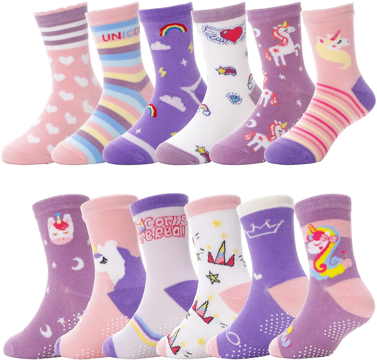 Dailygoods - Antislip Sokken voor Babymeisjes en Kleuters - Korte Katoenen Sokken met Eenhoorn Dessin