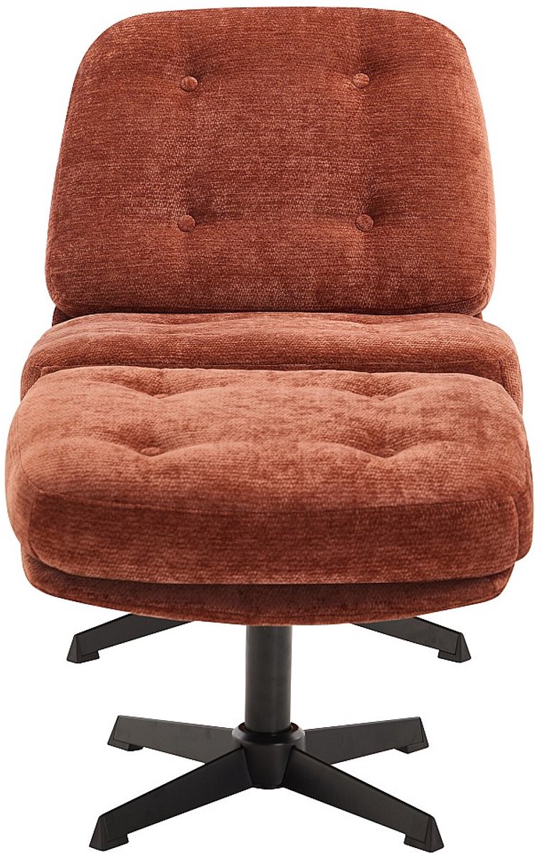 Vente-unique Fauteuil met voetenbank in gestructureerde terracotta stof TOLOZI