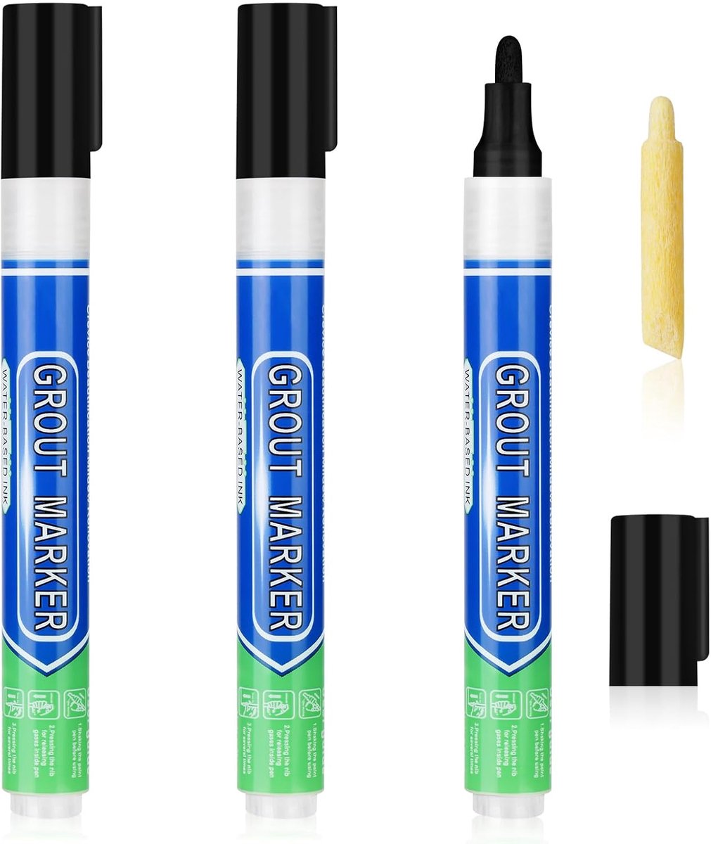 Voegenstift Set - Tegel Reparatie - Badkamer Opknappen - Waterdicht Schimmelwerend - 3 Stuks - Zwart