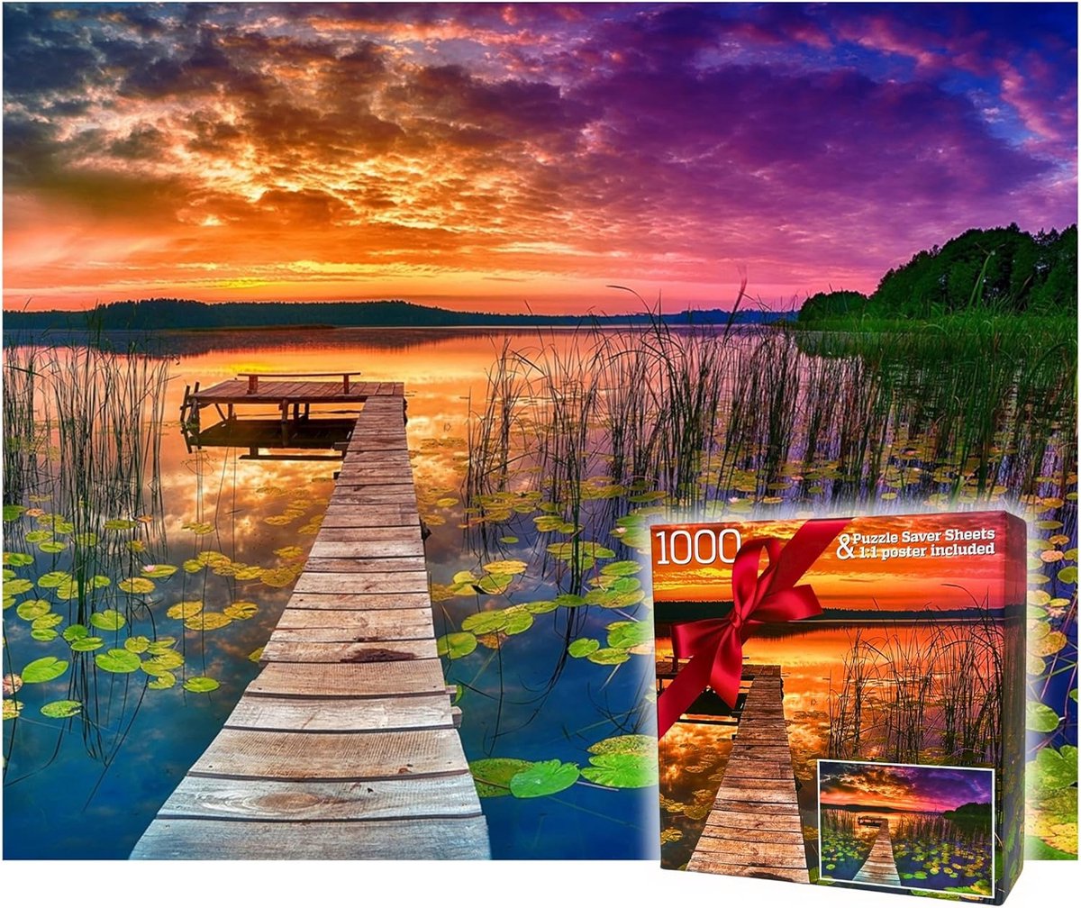 Puzzel Stukken - Landschap Puzzel - Ontspannen Tijd - Unieke Stuk Vormen - 50 x 76 cm - Zonsondergang