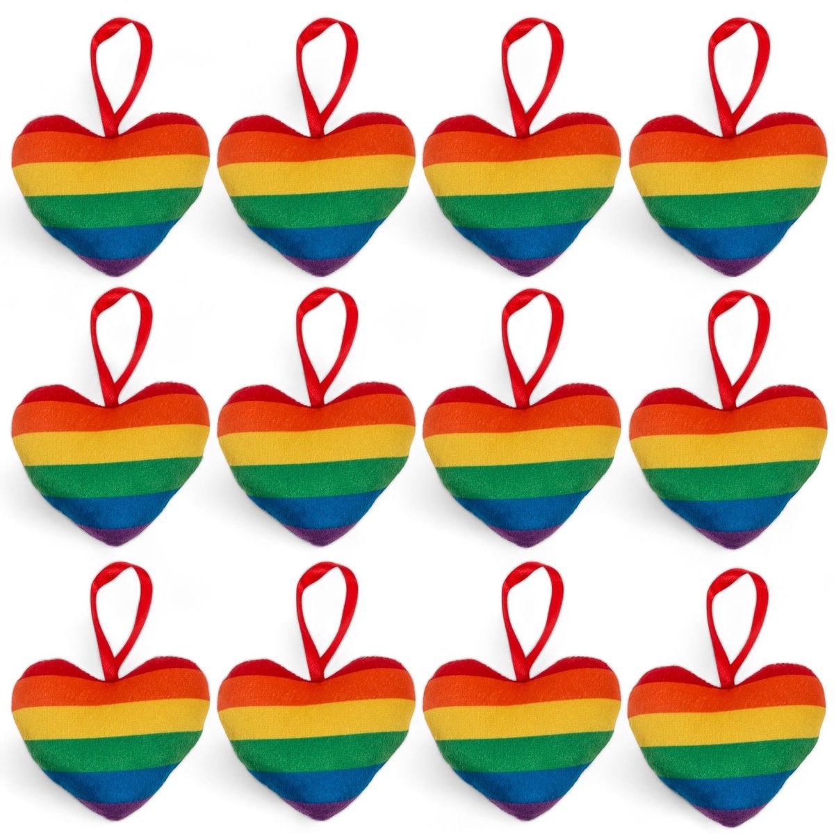 Dailygoods- Hanger Mini Pluimveehart - Regenboogkleurig - 10 cm - 100% polyester - Tas/Rugzak Accessoire - Decoratie voor Auto - Sleutelhanger