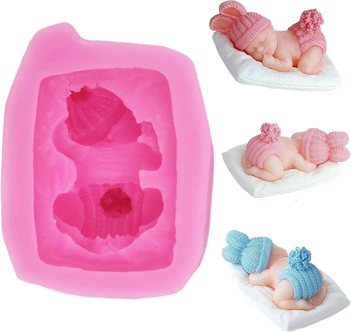 Dailygoods - Baby DIY Zeep Mallen 3D Slapende Baby DIY Siliconen Mal Baby Silicone Fondant Mold Baby Silicone Cake Mold Baby DIY Soap Molds voor Fondantdecoratie Cakebeslag Cakeontwerpsnoepjes