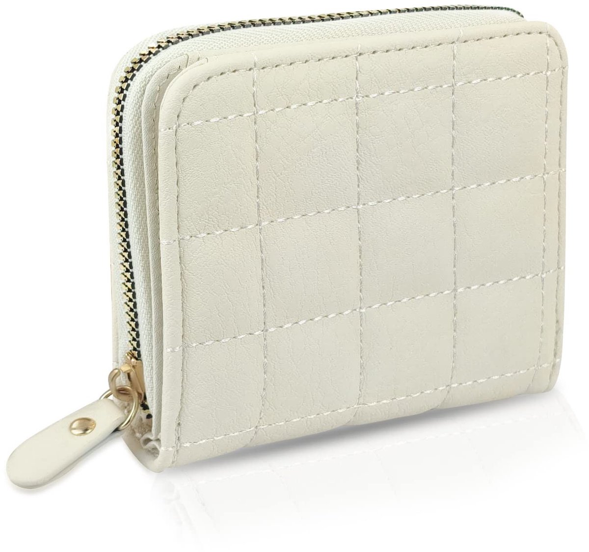 Dailygoods - Damesportemonnee van PU-leer met ritssluiting, kaarthouder voor dames met meerdere kaartvakken en vakken, effen portemonnee voor vrouwen en meisjes, Wit, S, Minimalistisch
