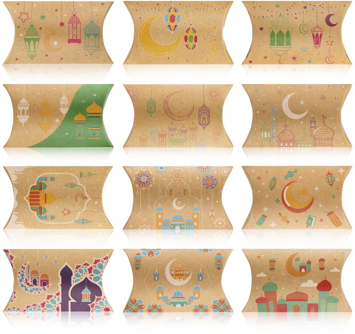 Dailygoods- Kussens 12 stuks - Eid Kussensloop - Decoratief - Traktatie Dozen - Ramadan - Praktisch en Schattig - Traktatiedozen