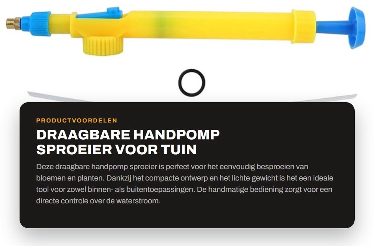 Dailygoods- Handpomp Sproeier Draagbaar - Mini Tuin Sproeier - Hogedrukpomp - Handmatige Waterpomp - Voor Bloemen/Planten - Lichtgewicht Tool - Tuinsproeier