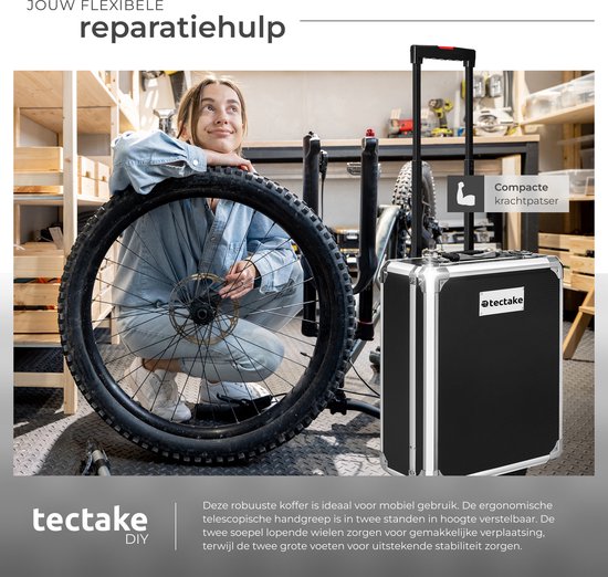tectake® 1200-Delige Gereedschapskoffer - Gevuld - Gereedschapsset - Op Wielen - Gereedschapstrolley - Gereedschapskist met 4 Niveaus - Complete Gereedschap Set