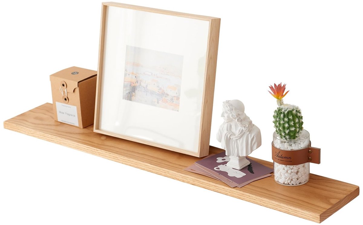 Dailygoods- Wandplank Eiken - Zwevende Plank 60 cm - Massief Hout - Wandmontage - Rustiek Design - Decoratieve Plank
