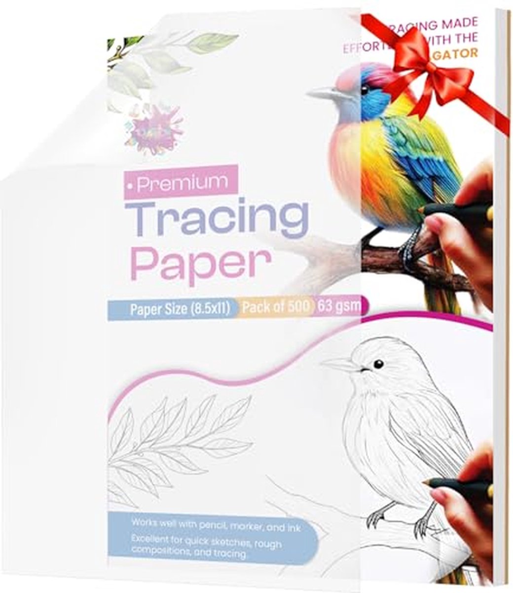 Overtrekpapier Vellen - Calqueerpapier Transparant - Schetsen Ontwerpen - Zuurvrij Duurzaam - 500 stuks - Transparant